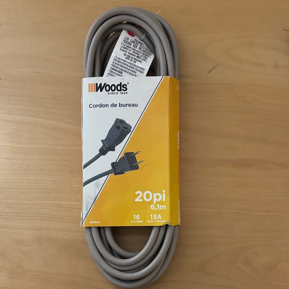 Woods 20 ft Gray Desk Extension Cord - was $11, now $9.